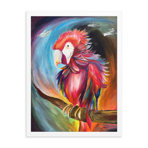 Framed Red Parrot Print