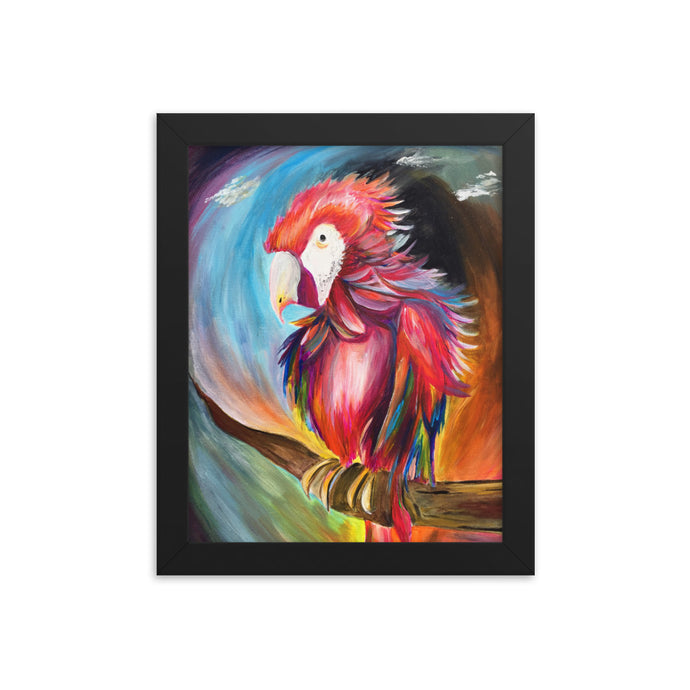 Framed Red Parrot Print